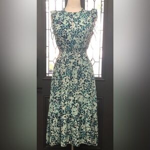 NWOT LOFT Shimmer Floral Ruffle Sleeve Flare Dress | Size S